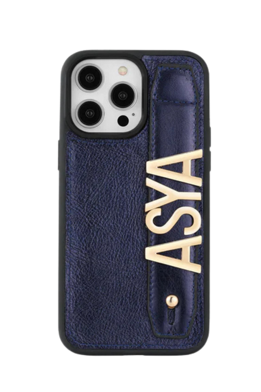 Charmlı Lacivert Deri Kılıf