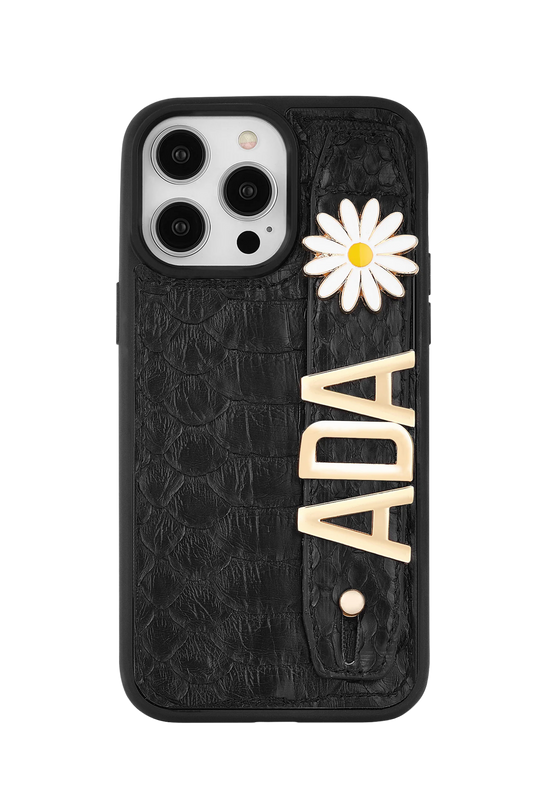 Charmlı Siyah Piton Yılan Deri Kılıf