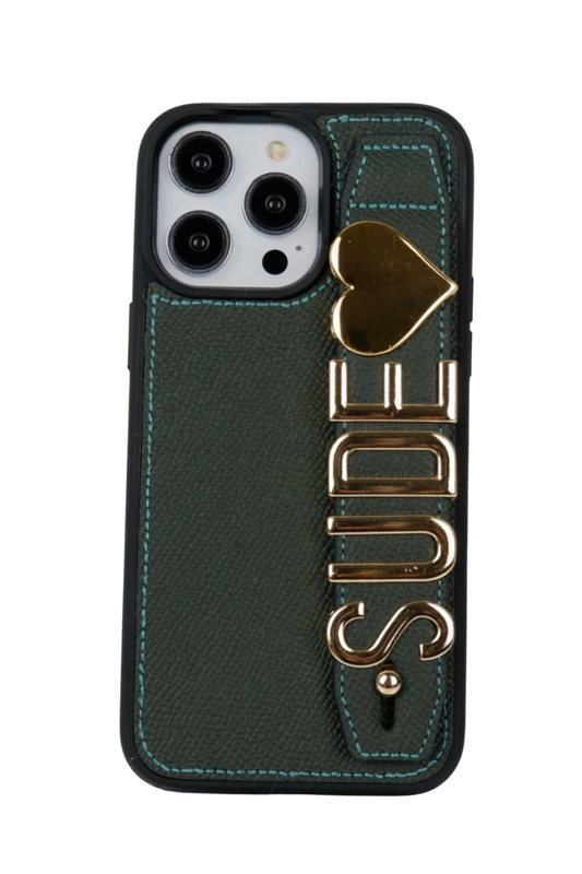 Charmlı Haki Yeşil Deri Kılıf