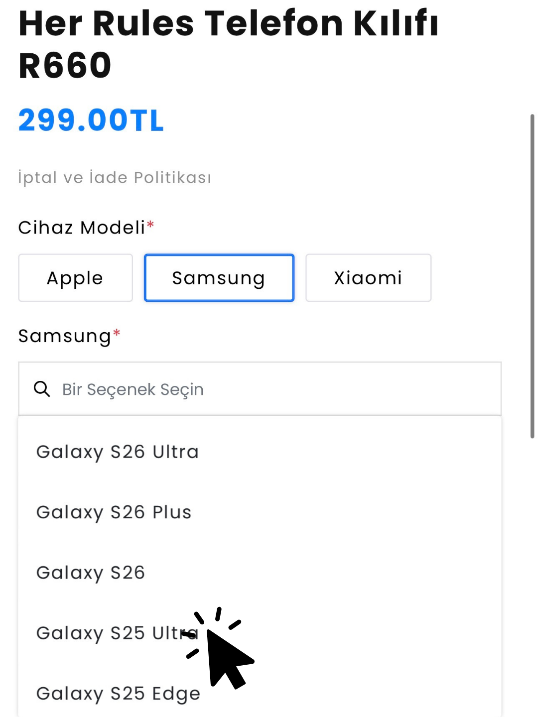 2. Telefon Modelini Seç