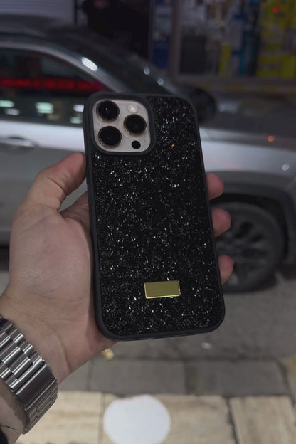 Kristal Taşlı Lüks Telefon Kılıfı - Siyah