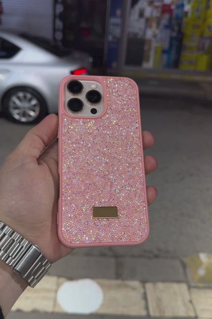 Kristal Taşlı Lüks Telefon Kılıfı - Pembe